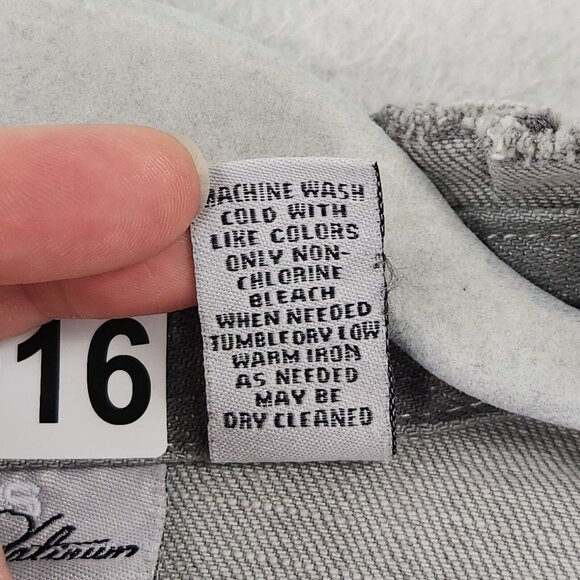 Chicos Jacket Women 2 Gray 12 Platinum Denim Jean Trucker Stretch Ruffle Casual - Picture 12 of 15